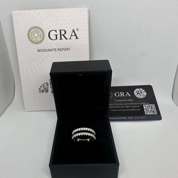 Moissanite Diamond Ring Enhancer Wedding Band GRA Certified 925 18K White Gold - Picture 1 of 11